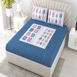 Bombay Spreads Blue Floral 180 TC King Bedsheet with 2 Pillow Covers-image-39