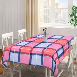 Arrabi Pink & Blue Checked 8 Seater Rectangular Table Covers-57
