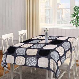 Arrabi Black & Grey Geometric Printed 8-Seater Table Cover-11