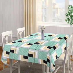 Arrabi Green & Beige Geometric Printed 8-Seater Table Cover-29