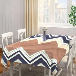 Arrabi Brown & White Geometric Printed 8-Seater Table Cover-26