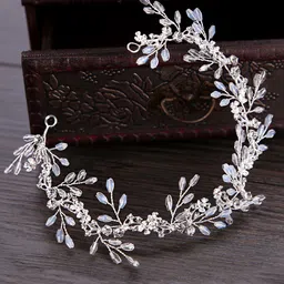 Yellow Chimes Women Silver-Toned Embellished Tiara-48