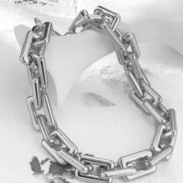 Yellow Chimes Silver-Toned Thick Link Chain Choker Necklace-image-99