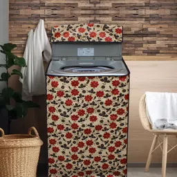 DREAM CARE Beige & Red Printed Waterproof and Dustproof Top Load Washing Machine Cover-47