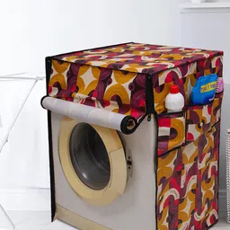DREAM CARE Burgundy & Mustard Yellow Printed Waterproof Front Load Washing Machine Cover-25