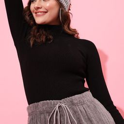 STREET 9 Women Black Ribbed Pullover-image-76