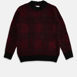 Pantaloons Junior Boys Maroon Ribbed Pullover-image-31