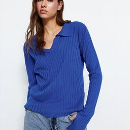 Trendyol Ribbed Shirt Collar Acrylic Pullover-image-12