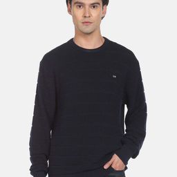 Arrow Sport Men Blue Ribbed Pullover-picture-36