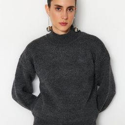 Trendyol Self Design Ribbed Acrylic Pullover-picture-36