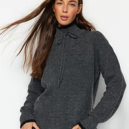 Trendyol Ribbed High Neck Pullover-image-41