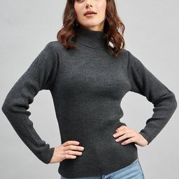 RVK Ribbed Turtle Neck Acrylic Pullover Sweater-image-39
