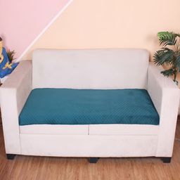 STITCHNEST Sea Green Self Design 3 Seater Sofa Cover-image-99