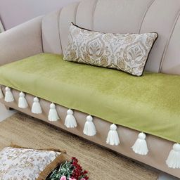THROWPILLOW Olive Green & White 3 Seater Sofa Cover-image-34