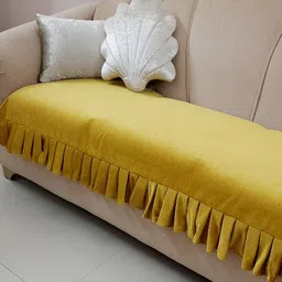 THROWPILLOW Mustard Yellow Anti Slip Pleated Sofa Cover-19