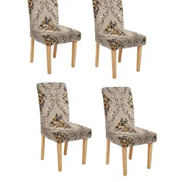 Cortina Taupe & Brown 4-Pcs Ethnic Motif Printed Chair Cover-image-78