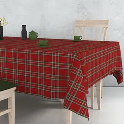 HOME COLORS.IN Red & Green Checked 4 Seater Rectangle Table Cover-0