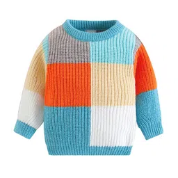 StyleCast Boys Blue & Orange Colourblocked Pullover Cotton Sweater-38