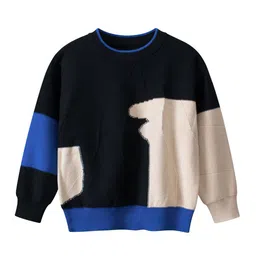 StyleCast Boys Black & Blue Colourblocked Cotton Pullover Sweater-18