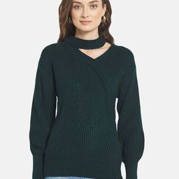 METTLE Women Green Solid Pullover-image-21
