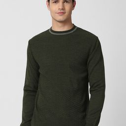 Peter England Casuals Men Olive Green Pullover Sweater-picture-7