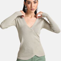 Kazo Women Green Ribbed Pullover-image-60
