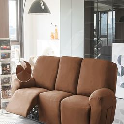 HOKIPO Brown 140 GSM Stretchable 3 Seater Recliner Sofa Cover-image-79
