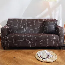 HOUSE OF QUIRK Grey Printed 1-Seater Stretchable Non-Slip Sofa Cover-image-90