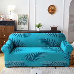 Cortina Turquoise Blue & Black Quirky Printed 3-Seater Sofa Cover-image-70