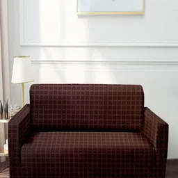 Cortina Brown Printed Three-Seater Sofa Cover-image-69