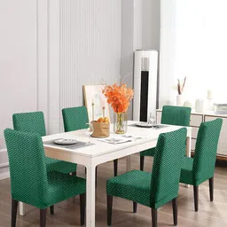 Cortina Green 6 Pieces Printed Comfortable Dining Chair Cover-33