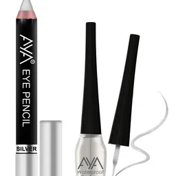 AYA Set of Eye Pencil Kajal Eyeliner & Waterproof Eyeliner - Silver-27