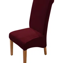 HOKIPO Burgundy Velvet Long Back Chair Cover-picture-10