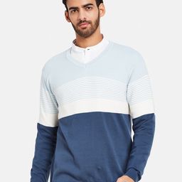 METTLE Colourblocked V-Neck Cotton Pullover-picture-35