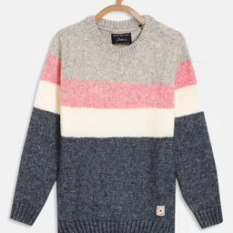 Octave Boys Grey & Pink Colourblocked Pullover-image-87