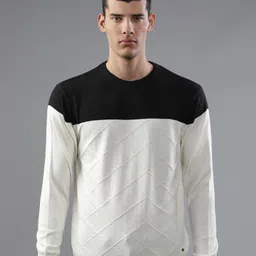 t-base Men Black & White Colourblocked Pullover-picture-33