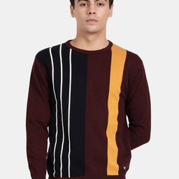 t-base Men Colourblocked Cotton Pullover-image-97
