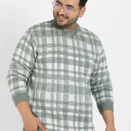 Instafab Plus Checked Woollen Pullover-3