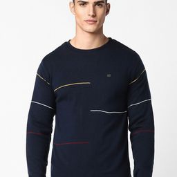 Peter England Casuals Striped Ribbed Acrylic Pullover-image-59
