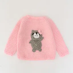 Woonie Unisex Kids Pink & Beige Animal Graphics Pullover-image-56