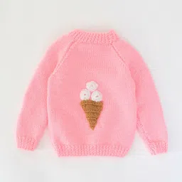Woonie Unisex Kids Pink & White Humour and Comic Pullover-image-58