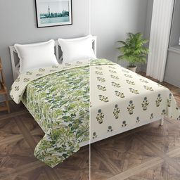 MORADO Green & Beige Printed Double Queen Duvet Cover-picture-46