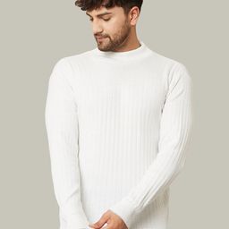 KVETOO High Neck Long Sleeves Striped Pullover-image-18