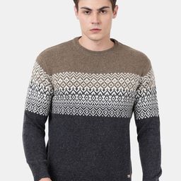 t-base Men Black & White Colourblocked Pullover-image-45