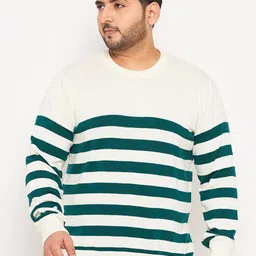Club York Plus Size Striped Round Neck Long Sleeve Cotton Pullover Sweater-image-21