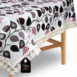 Stylista Grey & Black Floral Printed Waterproof Square 2 Seater Table Cover-35