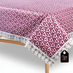 Stylista Pink & White Printed 1.01 m x 1.01 m Waterproof Square Table Cover-image-80