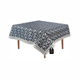 Stylista Grey & White Floral Printed Waterproof 1.21 m x 1.21 m Square Table Cover-image-70