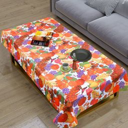 Dakshya Industries Red & Purple Printed Rectangle Shaped Waterproof 4-Seater Table Cover-47