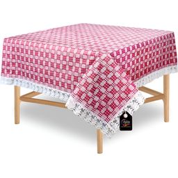Stylista Pink & White Checked Printed Waterproof 1.82 m x 1.82 m Square Table Cover-picture-6